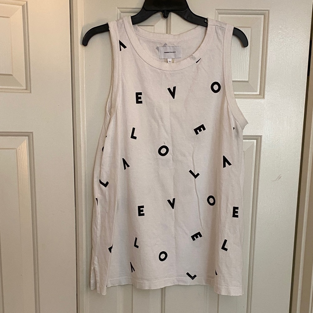 Current/Elliott White Muscle Tee with Black Letters